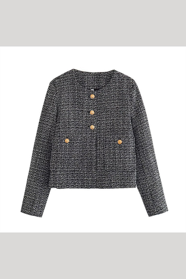 Solid Color Textured Casual Style Top Jacket