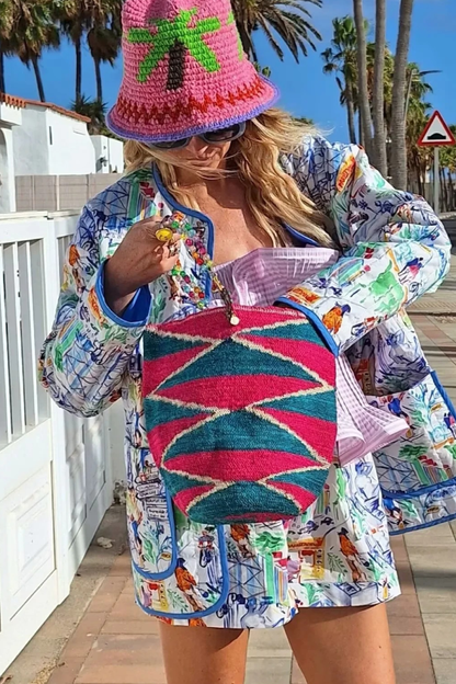 Graffiti Print Cotton Shorts Set