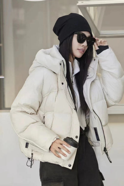 Cropped Hooded Insulated Puffer Jacket