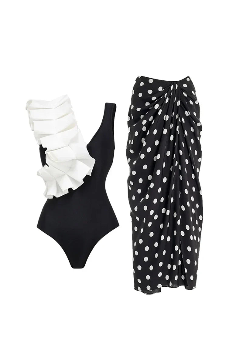Elegant Polka Dot One-Piece Swimsuit