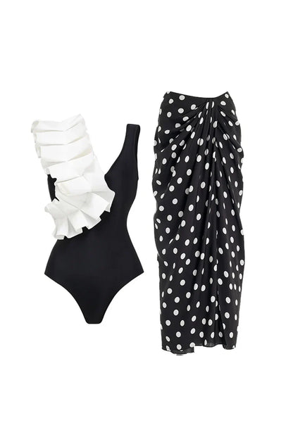 Elegant Polka Dot One-Piece Swimsuit