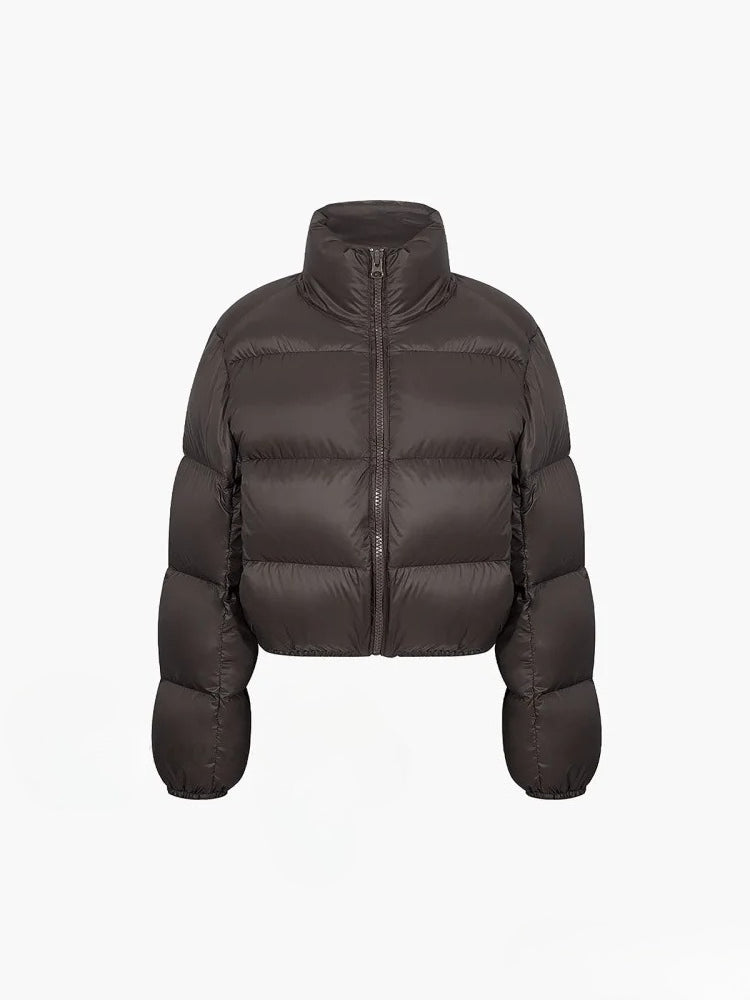 Cocoa Bean Stand Trendy Collar Quilted Puffer Coat