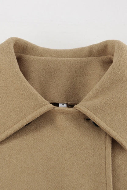 Batwing Sleeve Wool Blend Coat