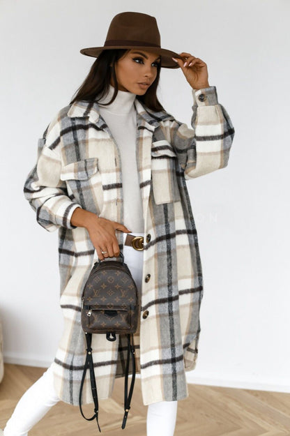 Plaid Button Down Shirt Coat