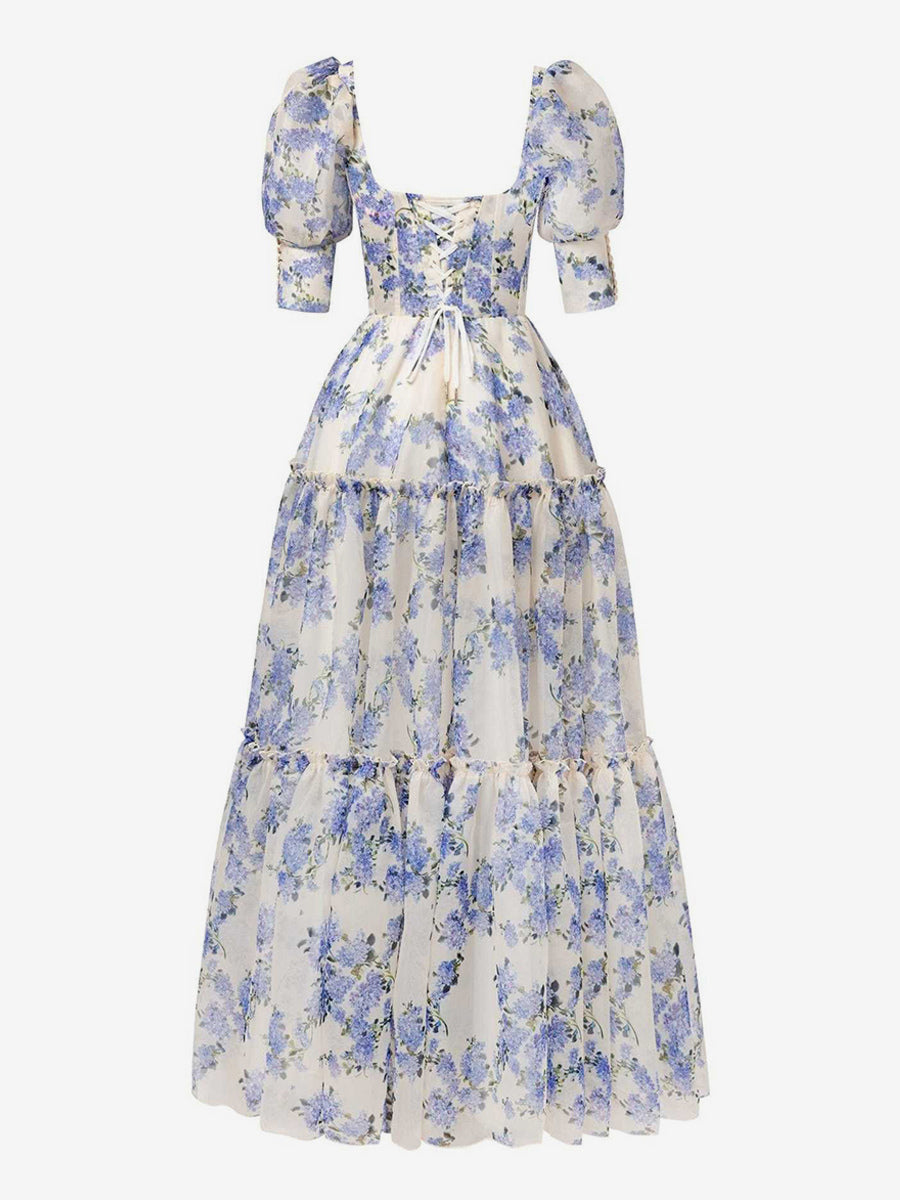 Party Dress Floral Off The Shoulder Tiered A-Line Elegant Prom Maxi Folklore Dresses