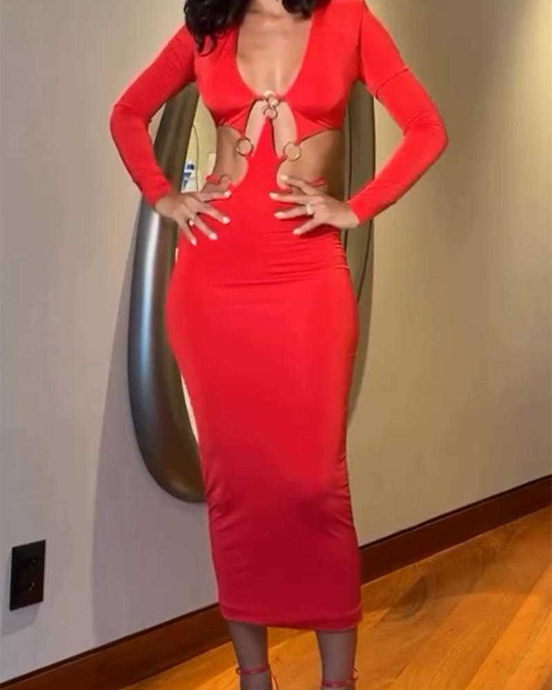 Ring-Panel Slim-Fitting Dress (Pre-Sale)