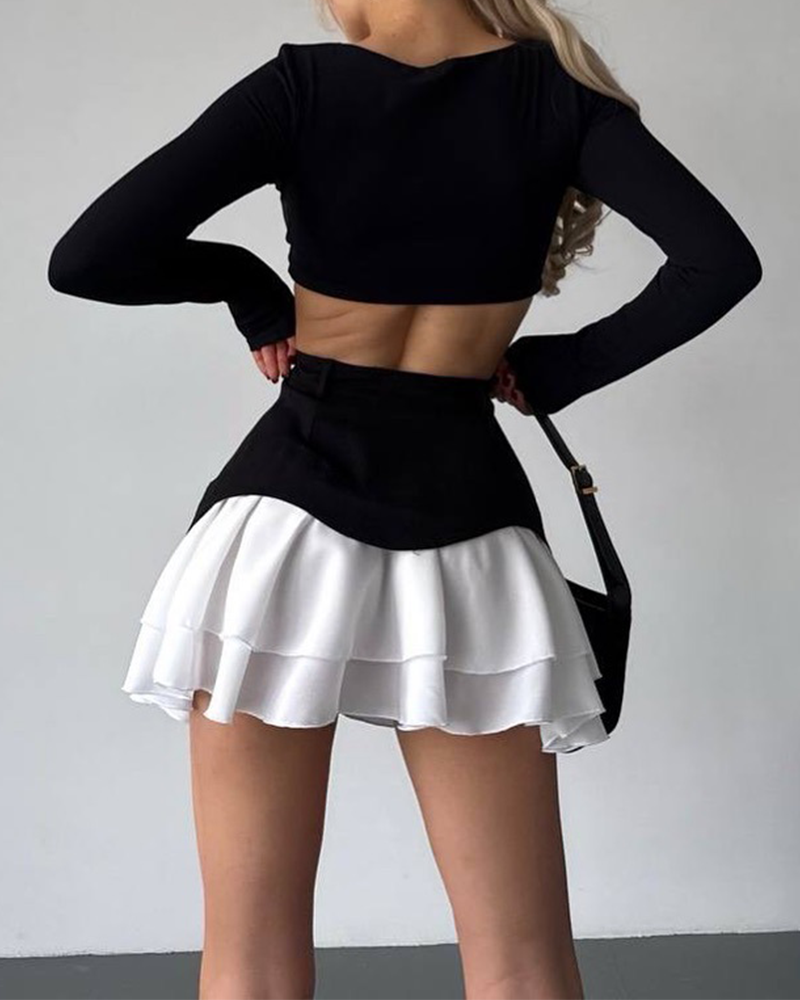 Pleated High Waist Mini Skirt