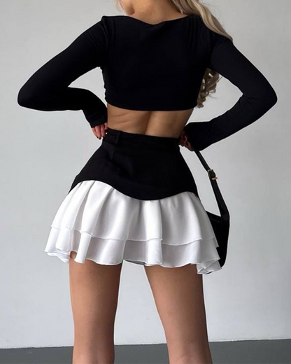 Pleated High Waist Mini Skirt