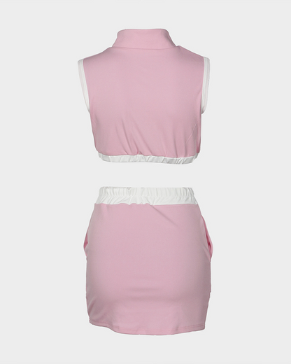 Sleeveless Vest Hip Skirt Set