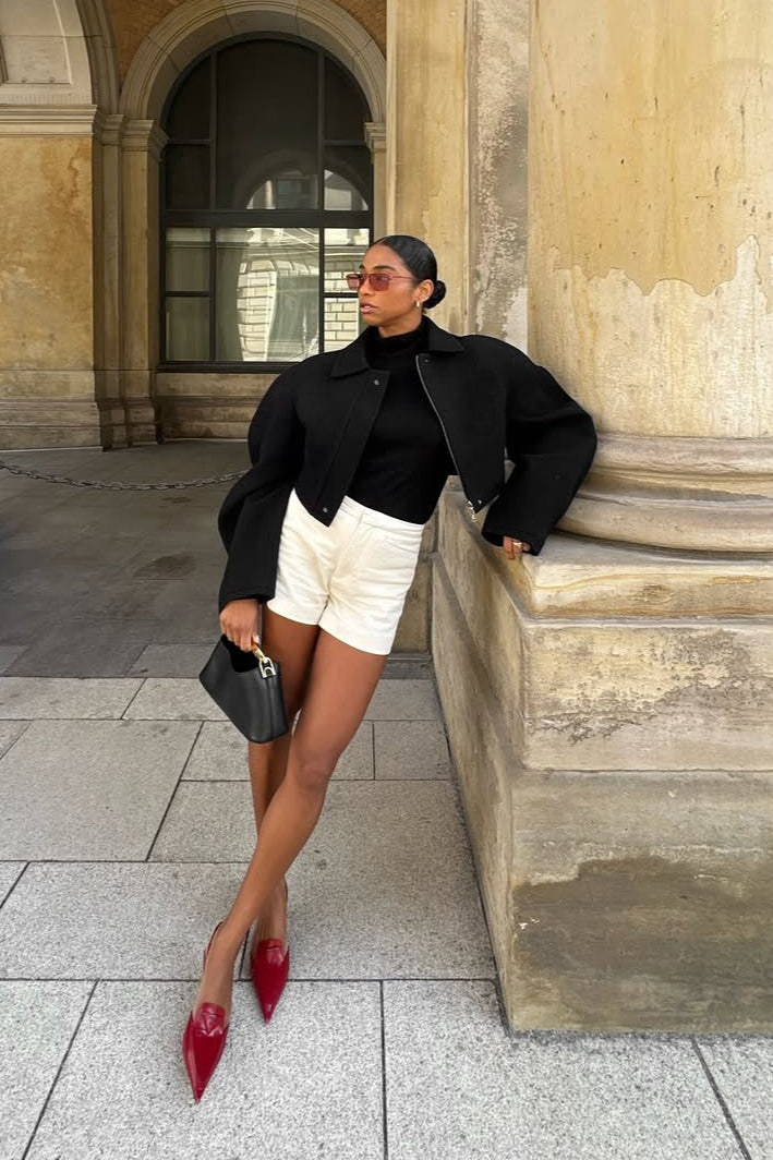 Chic Wool Zip Front Jacket