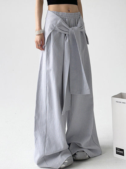 Stripe Print Wide Leg Pants