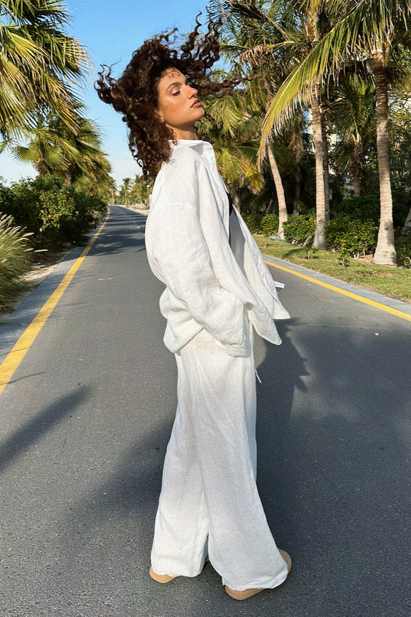 Cotton Loose Long Sleeve Blouse & Pants Set