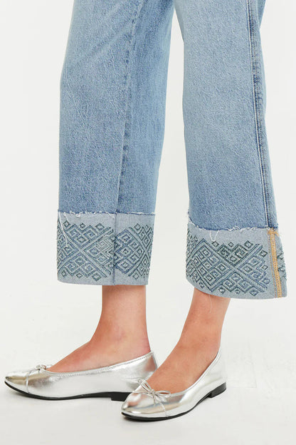 Stretch High Waist Wide Leg Jean