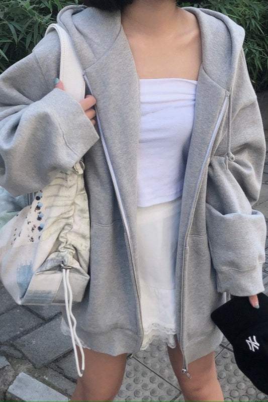 Oversized Lightweight Zip Hoodie