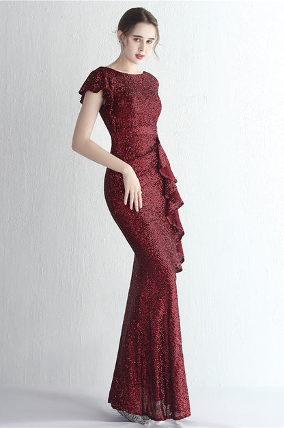 Glitter High Neck Mermaid Slit Formal Dress