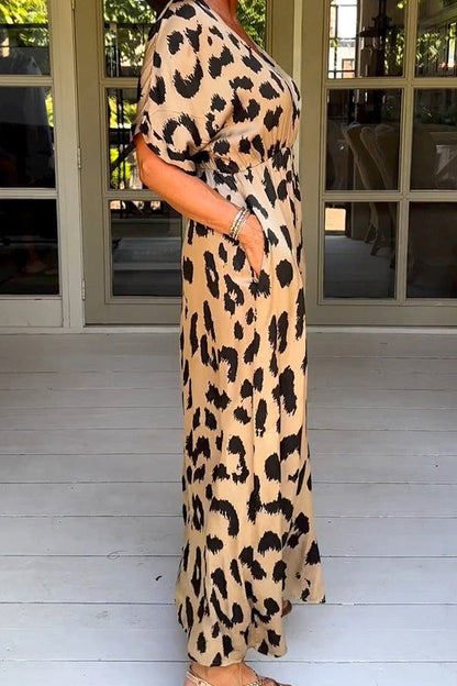 Wild Leopard V-Neck Maxi Dress