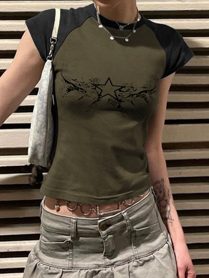 Street Spider Raglan Sleeve Cropped Top