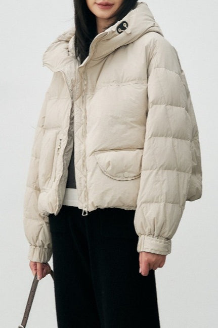 Cropped Relaxed Fit Puffer Jacket