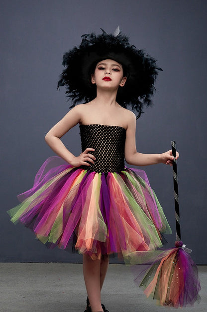 Colorful Witch Tutu Kid Halloween Costume