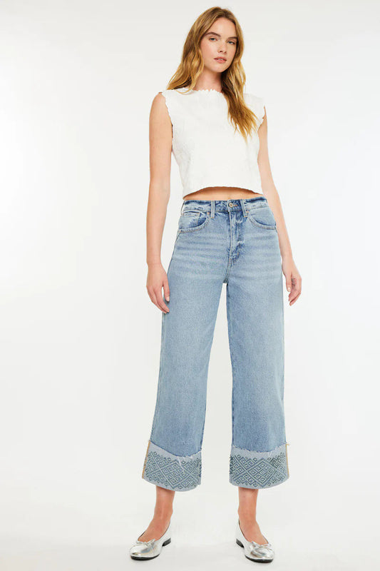Stretch High Waist Wide Leg Jean