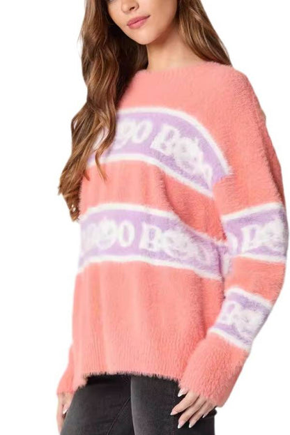 Halloween Letter Pumpkin Round Neck Sweater