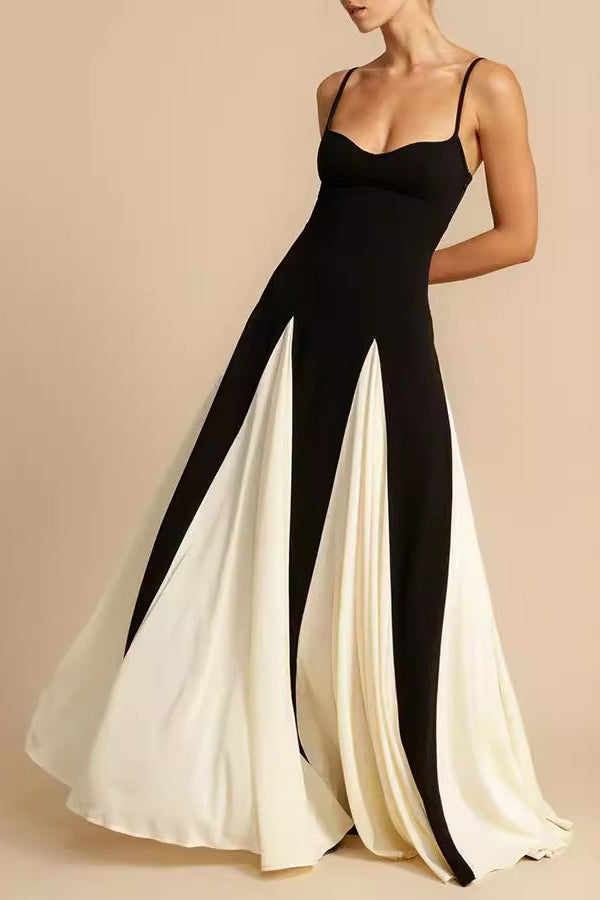 Chic Elegant Sexy Slim Colorblock Camisole Formal Dress