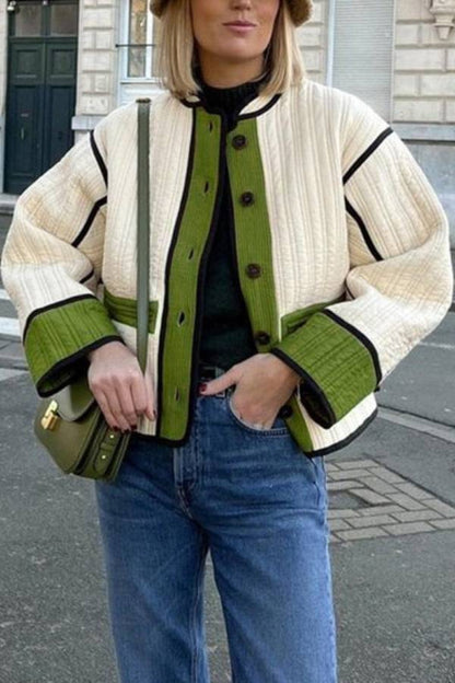 Fashionable Contrasting Color Cotton Coat