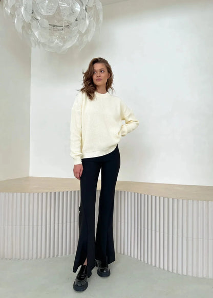 Chic Round Neck Loose Sweater