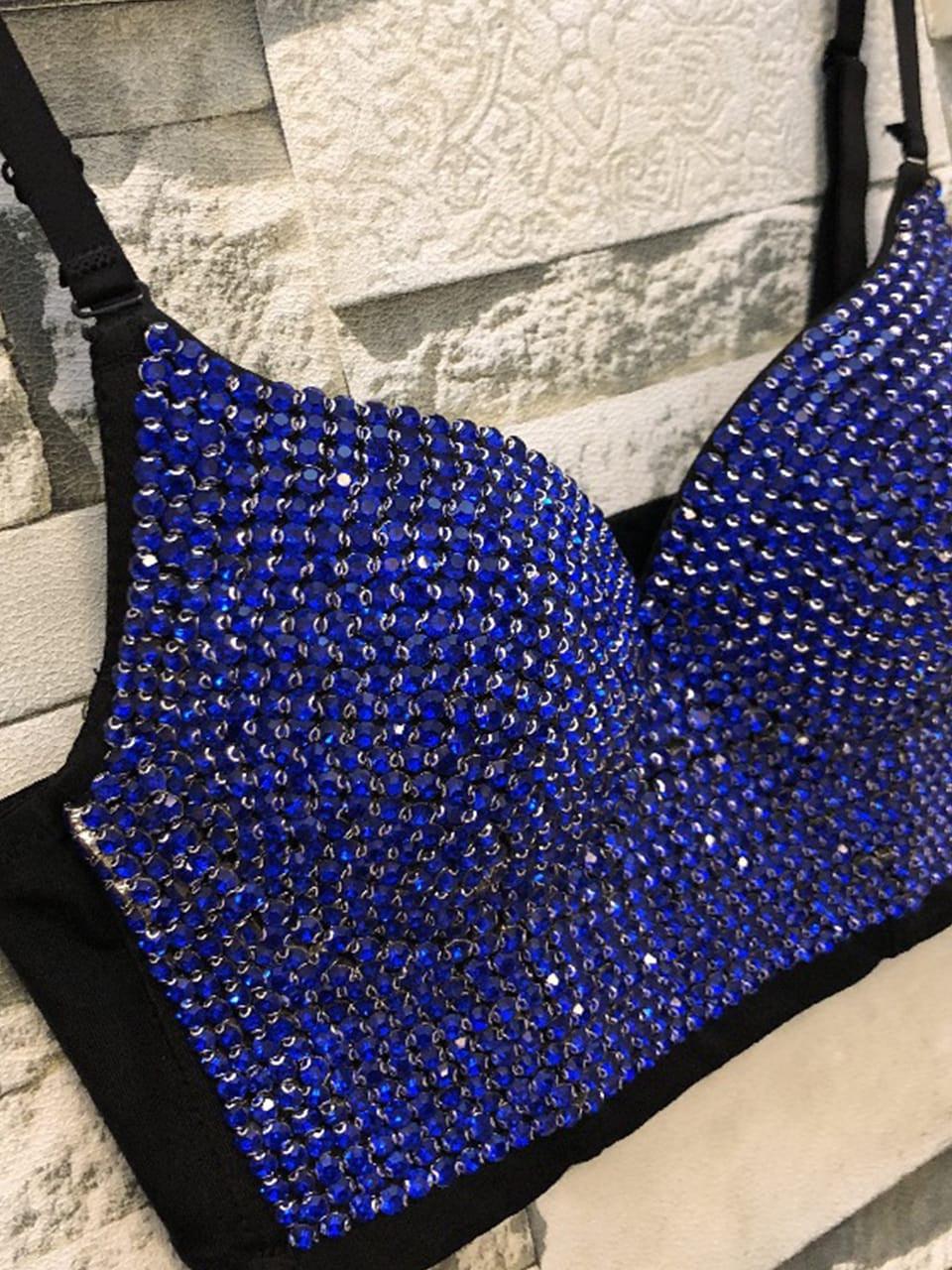 Rhinestone Push Up Bralette Bustier Top
