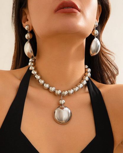 Detachable Metal Half Circle Pendant Jewelry Set