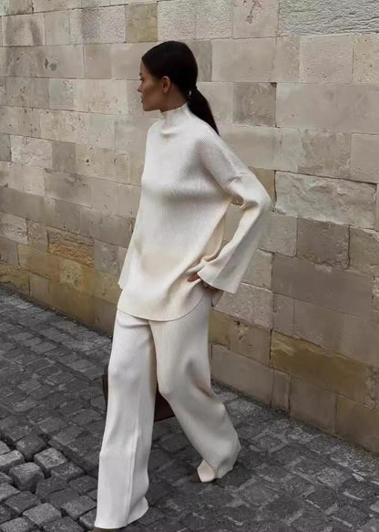 Elegant Turtleneck Sweater & Wide-Leg Pants Set
