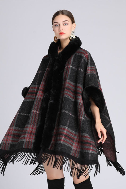 Plus Size Hooded Wool Cape Coat