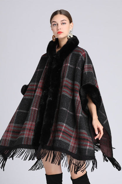 Plus Size Hooded Wool Cape Coat