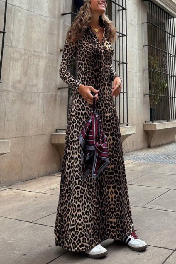 Virginia Leopard Print Long Dress