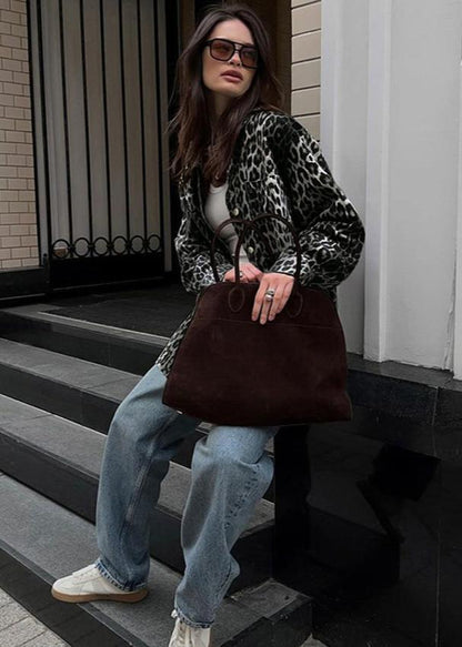 Leopard Print Cotton Oversized Jacket