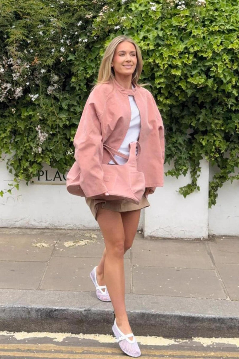 Stand Collar Suede Minimalist Jacket