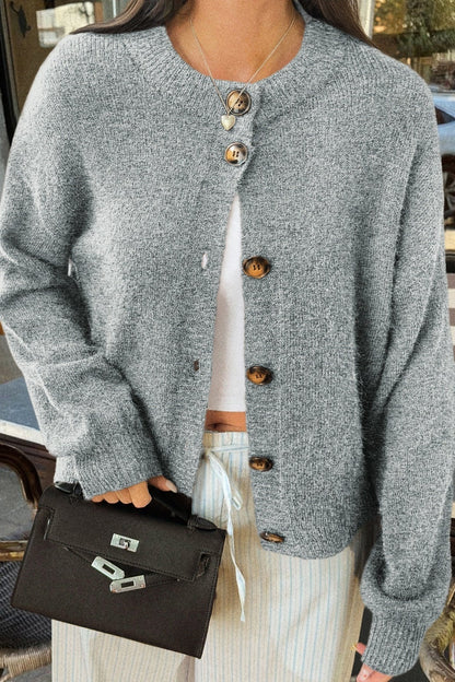 Casual Minimalist Button Front Long Sleeve Coat