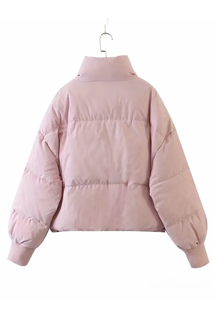 Stand Collar Zipper Pocket Thick Warm Cotton Jacket