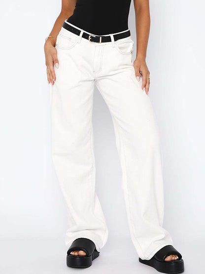 Versatile Simple Midriff Boyfriend Jeans