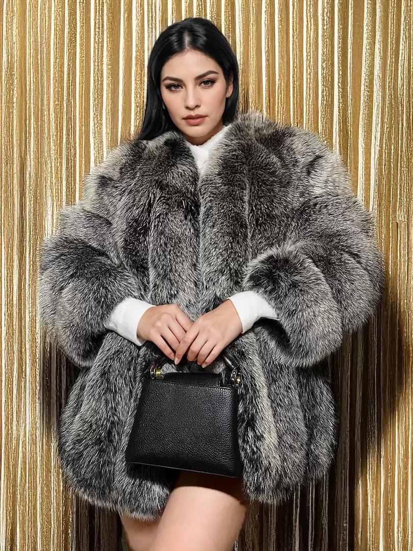 Plush Faux Fur Coat Crew Neck Winter Eco-friendly Fur Jacket For Women 2026
