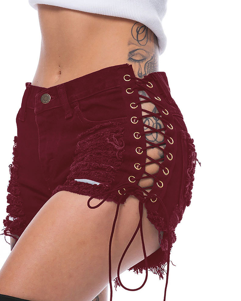 Ripped Denim Shorts