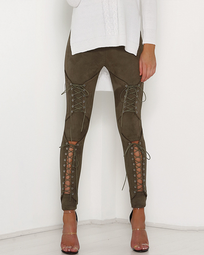 Suede Trousers With Laces