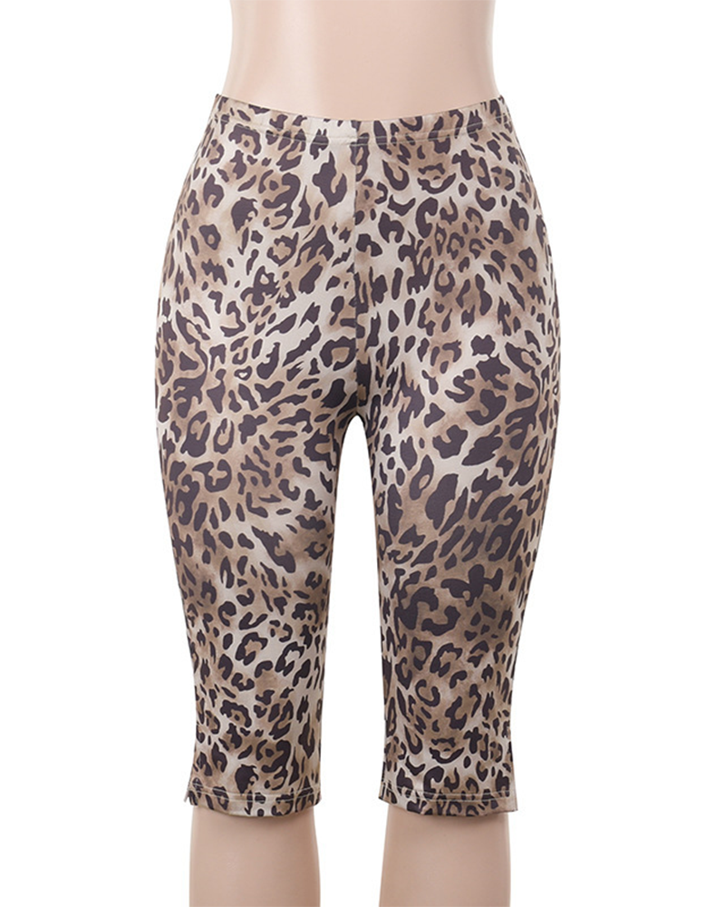 Printed Leopard Print Casual Trousers