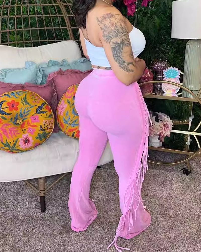 Casual Tassel Flared Trousers