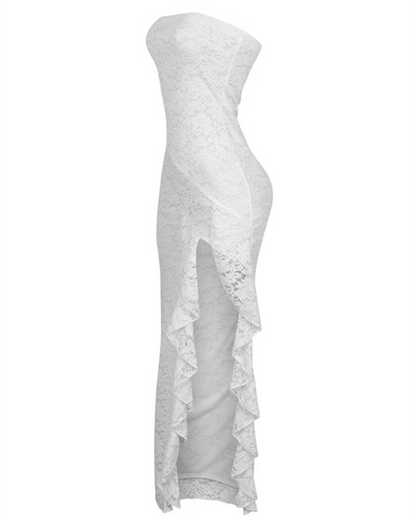 Strapless Ruffled Lace Dress