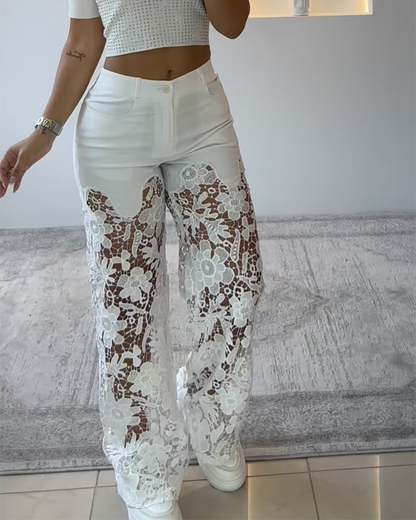 Patchwork Lace Pattern Trousers (Pre-Sale)