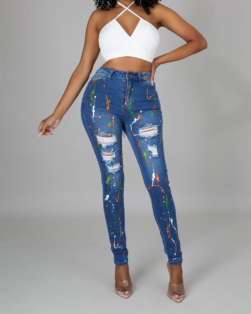 Colored Ripped Jeans