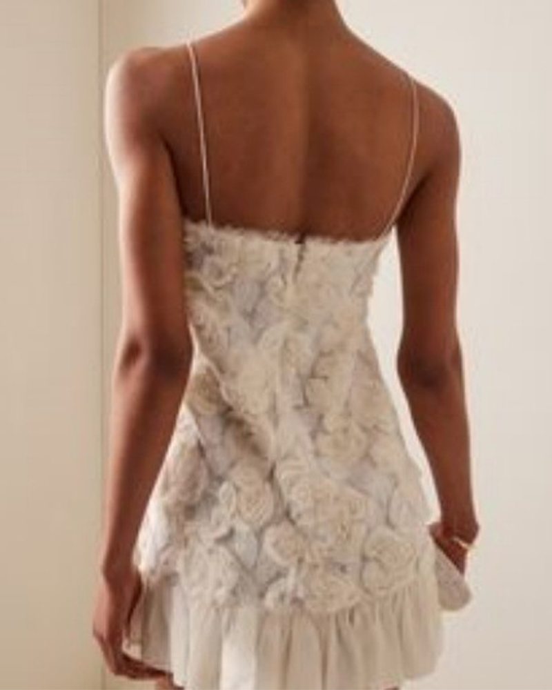 3D Flower Stitching Suspender Dress