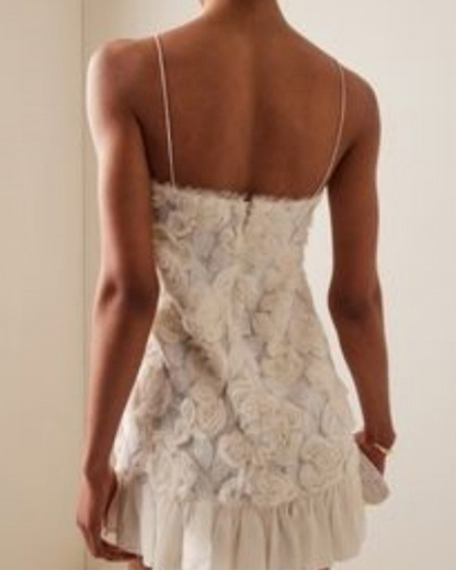 3D Flower Stitching Suspender Dress