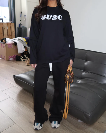 Alphanumeric Long-Sleeved Loose-Fitting T-Shirt